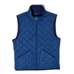 Crown & Ivy Quilted Full Zip Vest Mens - M Beige & Blue Golf Sport Jacket Hiking